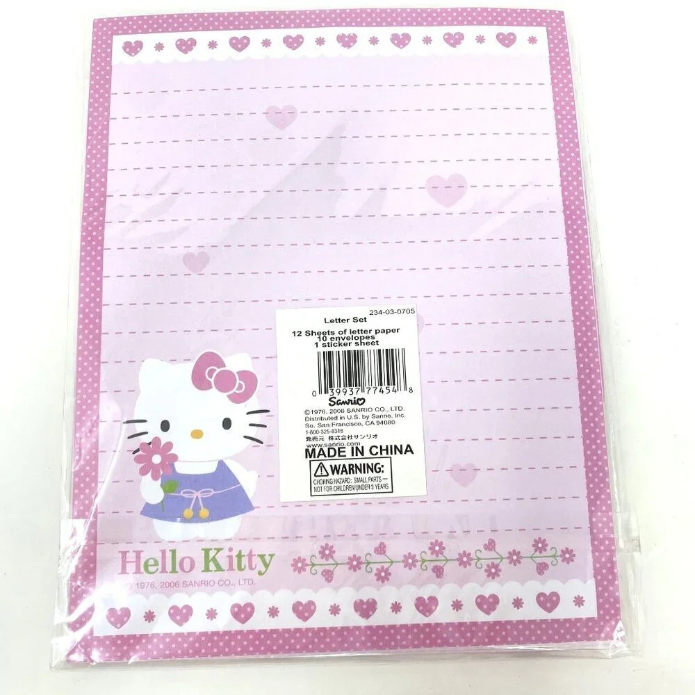 Hello Kitty Letter Writing Set Paper Envelopes Stickers Pink School Learning
